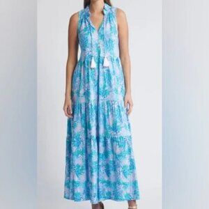 Lilly Pulitzer Malone Maxi Dress Las Olas Aqua Strong Current Sea NWT $198
